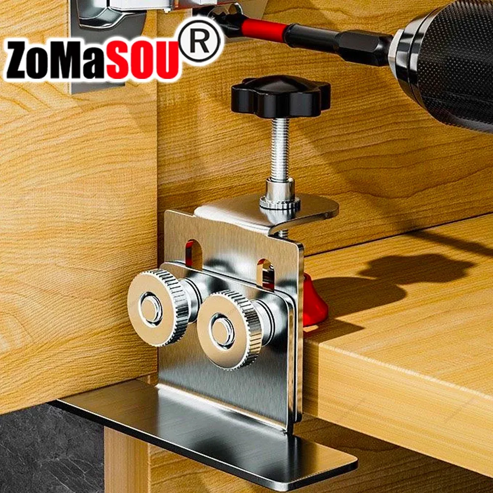 Positionneur d'installation de porte d'armoire en acier inoxydable, gabarit de montage pour porte cachée, outil de menuiserie pour usage domestique - Image 1