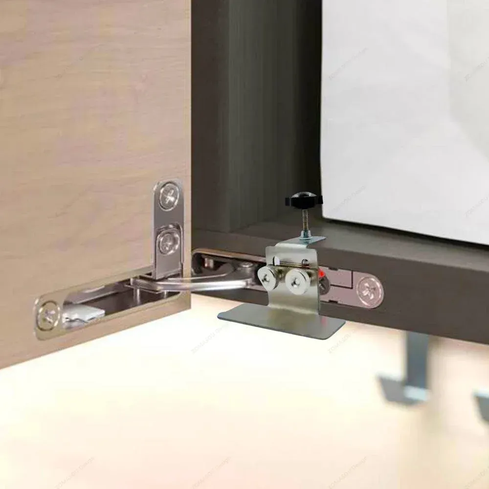 Positionneur de porte d'armoire, finition et détails