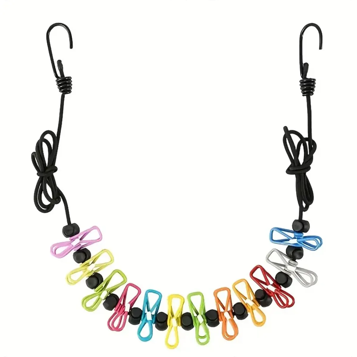 Corde à linge rétractable portable de voyage avec 12 pinces 1