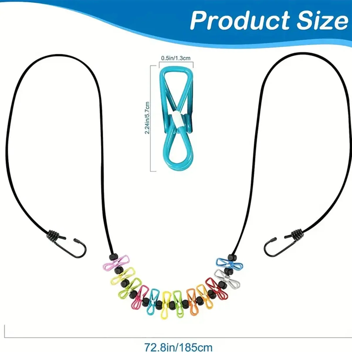 Corde à linge rétractable portable de voyage avec 12 pinces 3