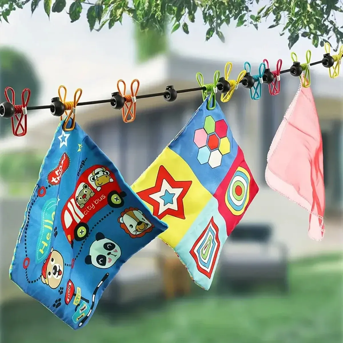 Corde à linge rétractable portable de voyage avec 12 pinces 4