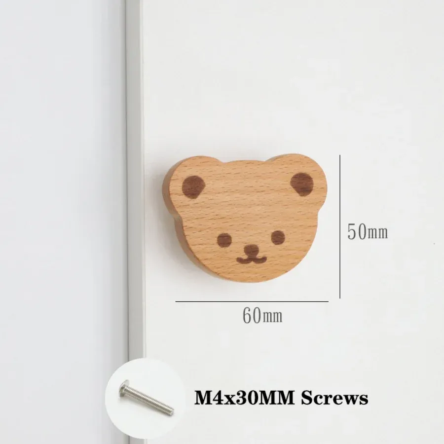 Poignées d'armoire en bois avec motifs d'animaux, crochets en bois, poignées de meubles pour armoires et tiroirs, boutons de porte, poignées de porte de garde-robe de cuisine 26