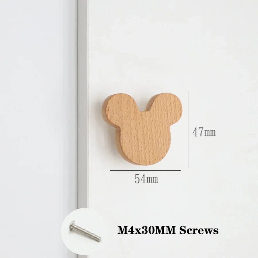 Poignées d'armoire en bois avec motifs d'animaux, crochets en bois, poignées de meubles pour armoires et tiroirs, boutons de porte, poignées de porte de garde-robe de cuisine 23