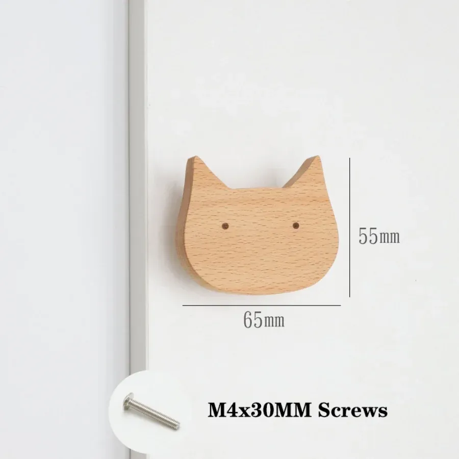 Poignées d'armoire en bois avec motifs d'animaux, crochets en bois, poignées de meubles pour armoires et tiroirs, boutons de porte, poignées de porte de garde-robe de cuisine 17