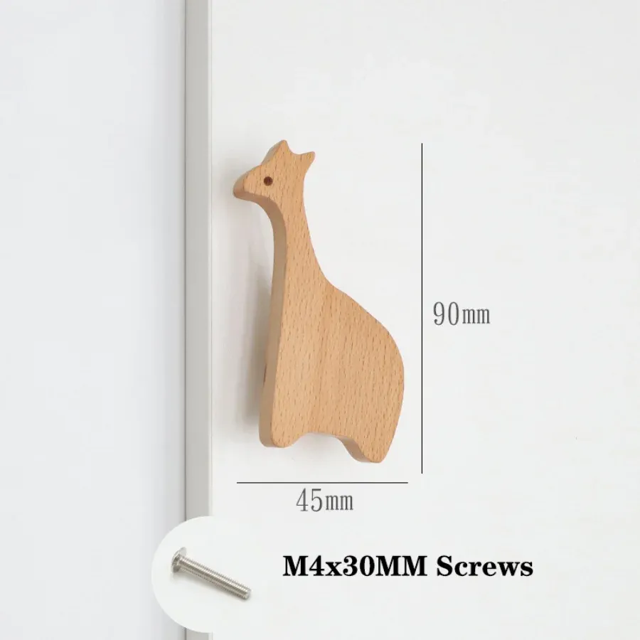 Poignées d'armoire en bois avec motifs d'animaux, crochets en bois, poignées de meubles pour armoires et tiroirs, boutons de porte, poignées de porte de garde-robe de cuisine 13