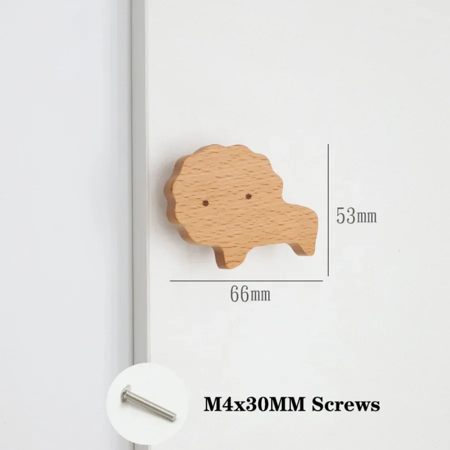Poignées d'armoire en bois avec motifs d'animaux, crochets en bois, poignées de meubles pour armoires et tiroirs, boutons de porte, poignées de porte de garde-robe de cuisine 15