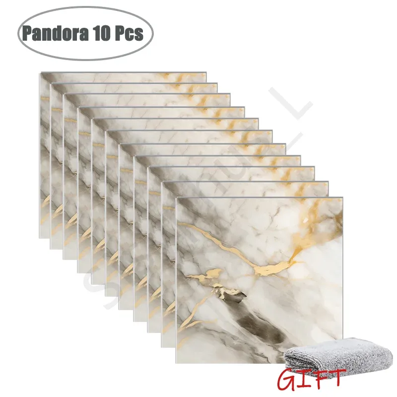 Autocollants muraux effet marbre en PVC, lot de 10 à 50 pièces, carrelage épais auto-adhésif et étanche pour salle de bains et cuisine 24