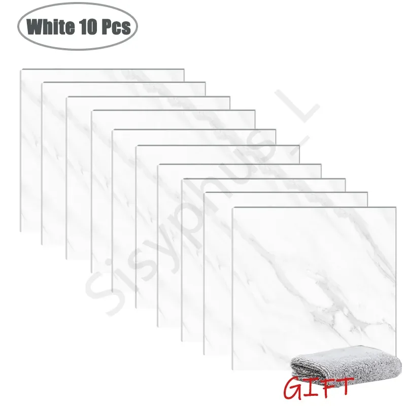 Autocollants muraux effet marbre en PVC, lot de 10 à 50 pièces, carrelage épais auto-adhésif et étanche pour salle de bains et cuisine 25