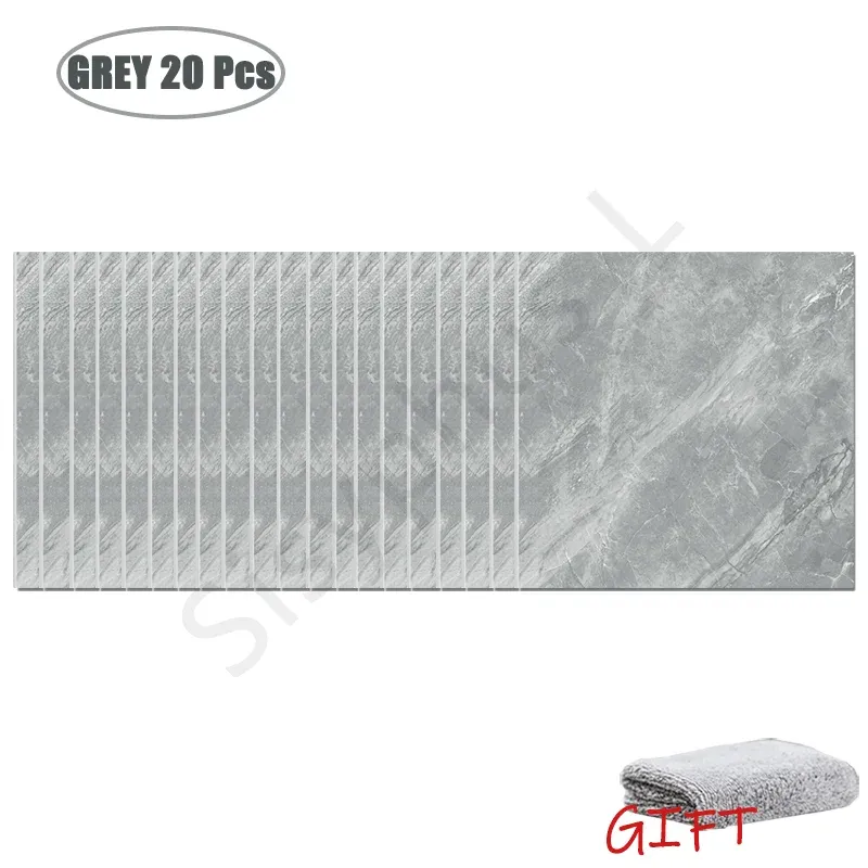 Autocollants muraux effet marbre en PVC, lot de 10 à 50 pièces, carrelage épais auto-adhésif et étanche pour salle de bains et cuisine 20