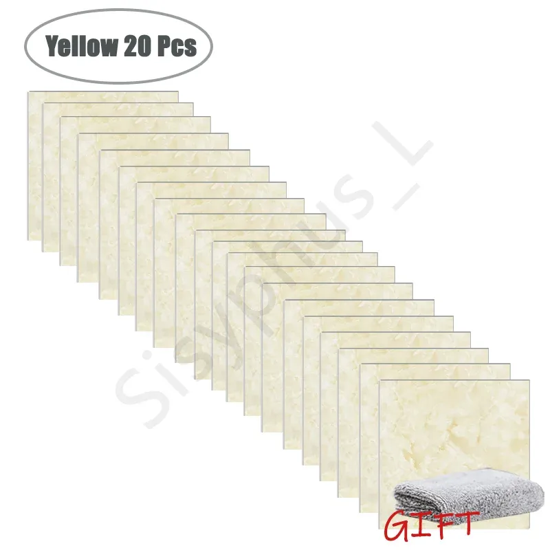 Autocollants muraux effet marbre en PVC, lot de 10 à 50 pièces, carrelage épais auto-adhésif et étanche pour salle de bains et cuisine 23