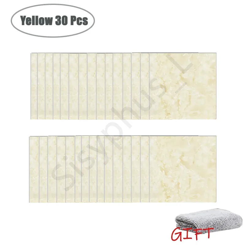 Autocollants muraux effet marbre en PVC, lot de 10 à 50 pièces, carrelage épais auto-adhésif et étanche pour salle de bains et cuisine 14