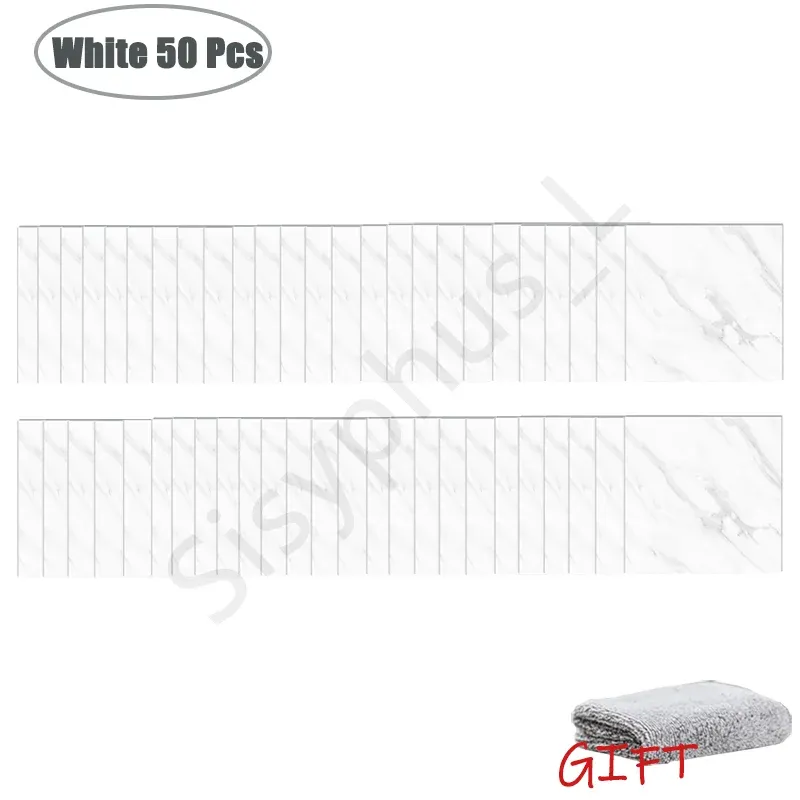 Autocollants muraux effet marbre en PVC, lot de 10 à 50 pièces, carrelage épais auto-adhésif et étanche pour salle de bains et cuisine 15
