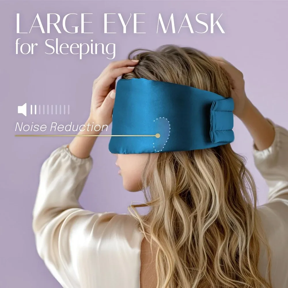 Masque de sommeil en soie, doux, sans pression, 100 % soie de mûrier, pour le contour des yeux, anti-rides, large bandeau réglable en Velcro 5