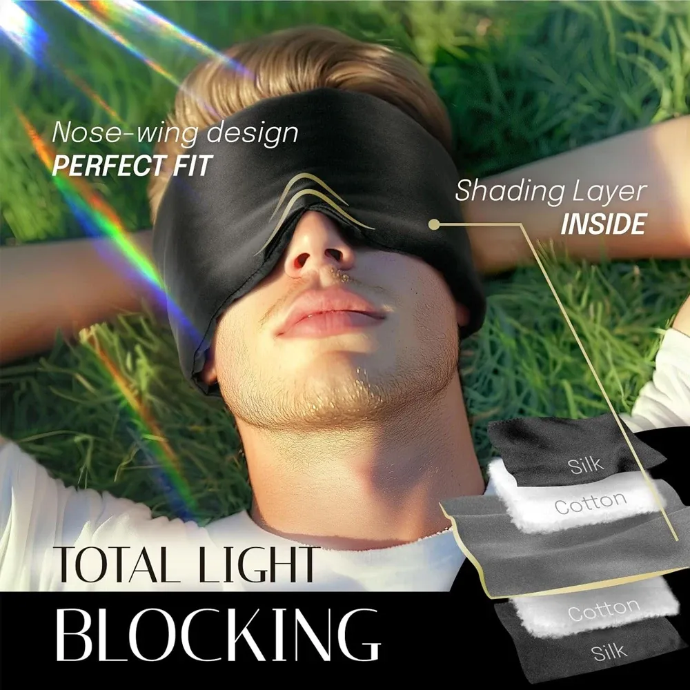Masque de sommeil en soie, sangle réglable