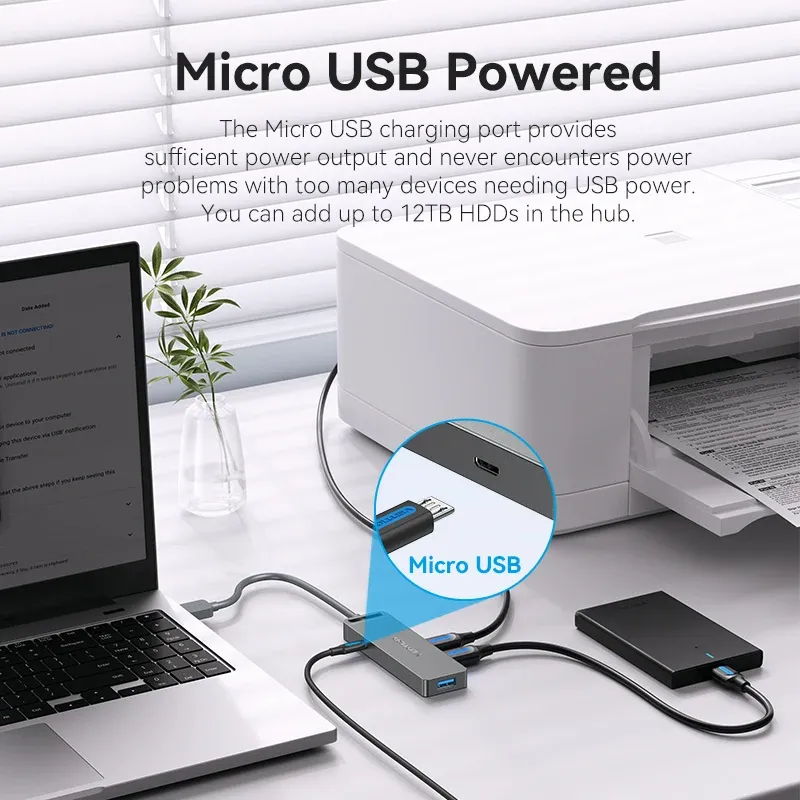 Hub USB haute vitesse Vention 4 ports USB 3.0 vers USB 3.0, adaptateur répartiteur pour MacBook Pro, iPad Pro, Xiaomi et Lenovo 5