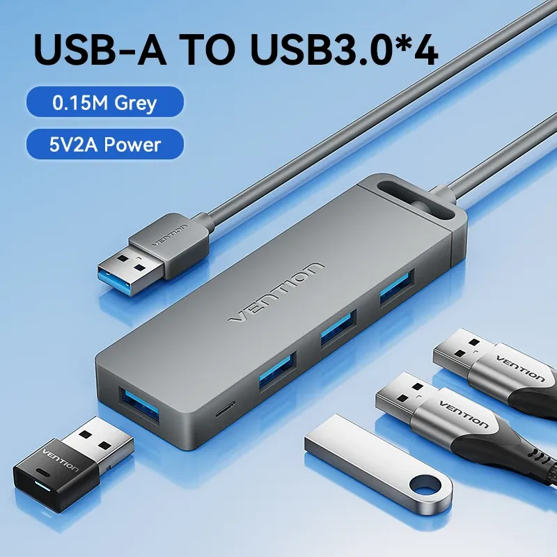 Hub USB haute vitesse Vention 4 ports USB 3.0 vers USB 3.0, adaptateur répartiteur pour MacBook Pro, iPad Pro, Xiaomi et Lenovo 8