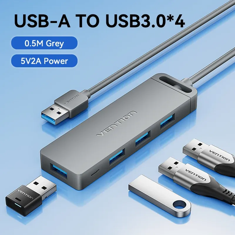 Hub USB haute vitesse Vention 4 ports USB 3.0 vers USB 3.0, adaptateur répartiteur pour MacBook Pro, iPad Pro, Xiaomi et Lenovo 9