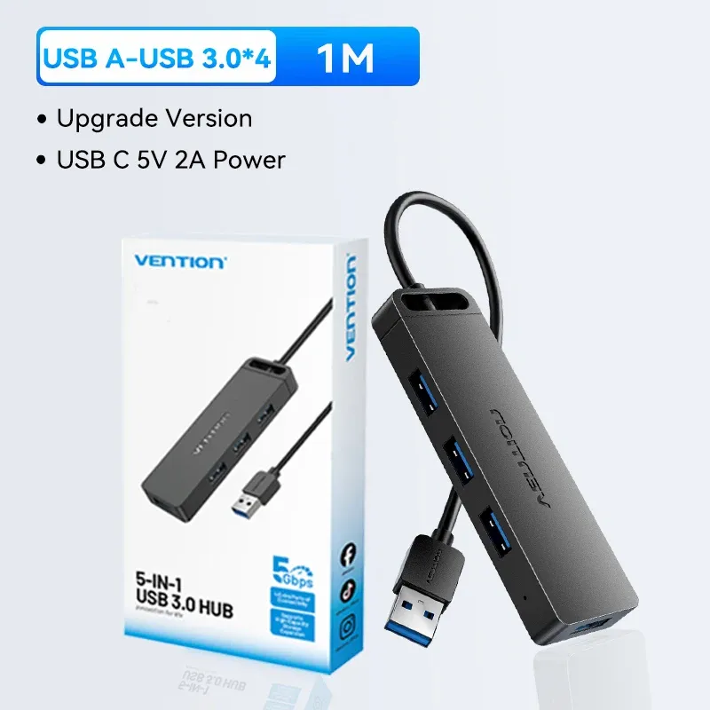 Hub USB haute vitesse Vention 4 ports USB 3.0 vers USB 3.0, adaptateur répartiteur pour MacBook Pro, iPad Pro, Xiaomi et Lenovo 18