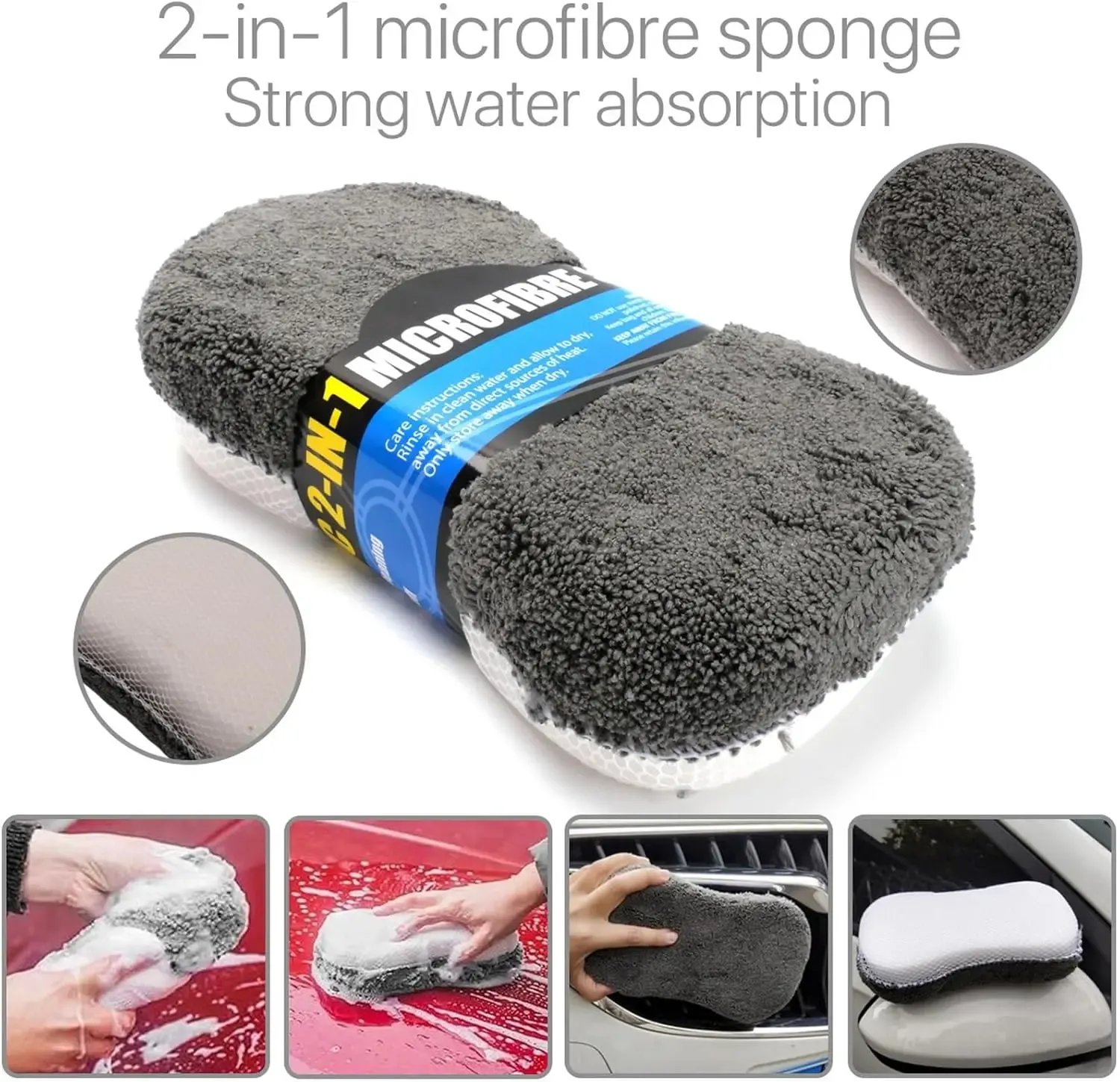 Kit de lavage auto en microfibre, accessoires de détailing intérieur et extérieur, 9 pièces 5