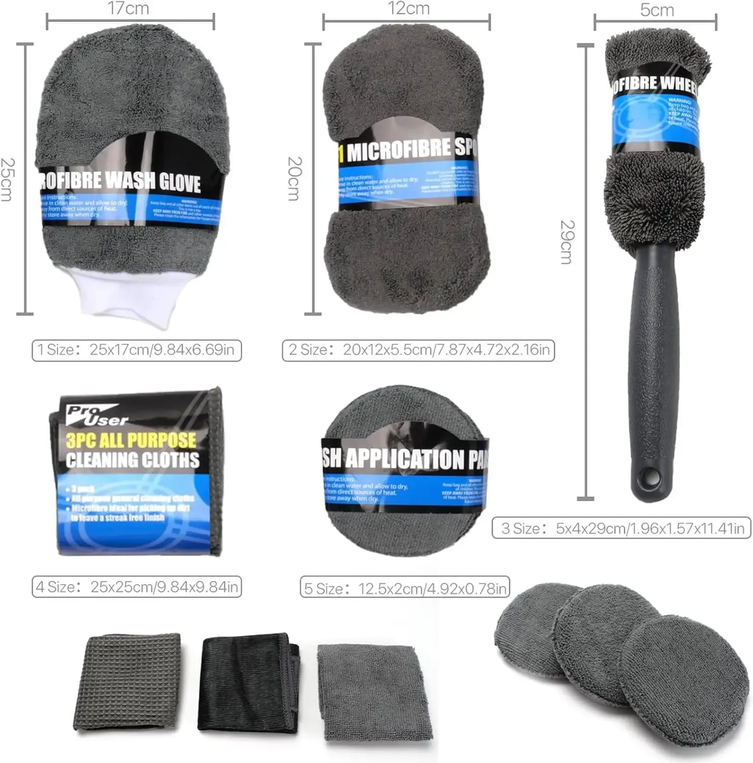 Kit de lavage auto en microfibre, accessoires de détailing intérieur et extérieur, 9 pièces 6