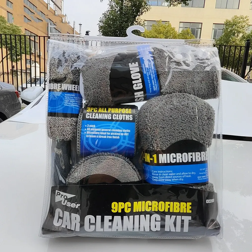 Kit de lavage auto en microfibre, accessoires de détailing intérieur et extérieur, 9 pièces 8
