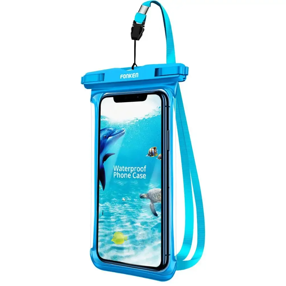 Étui étanche FONKEN pour téléphone portable, vue complète, sac sec transparent pour natation, neige et randonnée en forêt, grande housse de protection 11