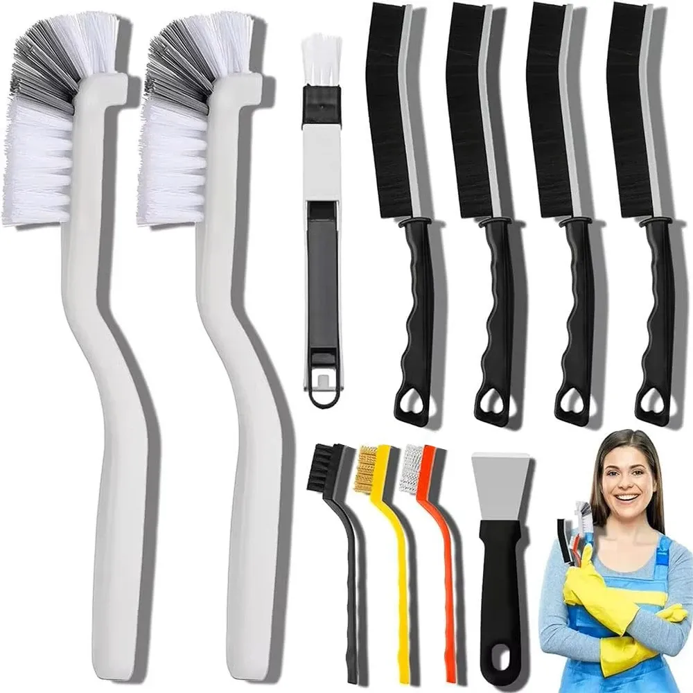 Ensemble de 11 brosses de nettoyage pour interstices à poils durs, idéal pour la cuisine, la salle de bain, les coins, les joints, l'évier, les tasses, les théières et les bouteilles