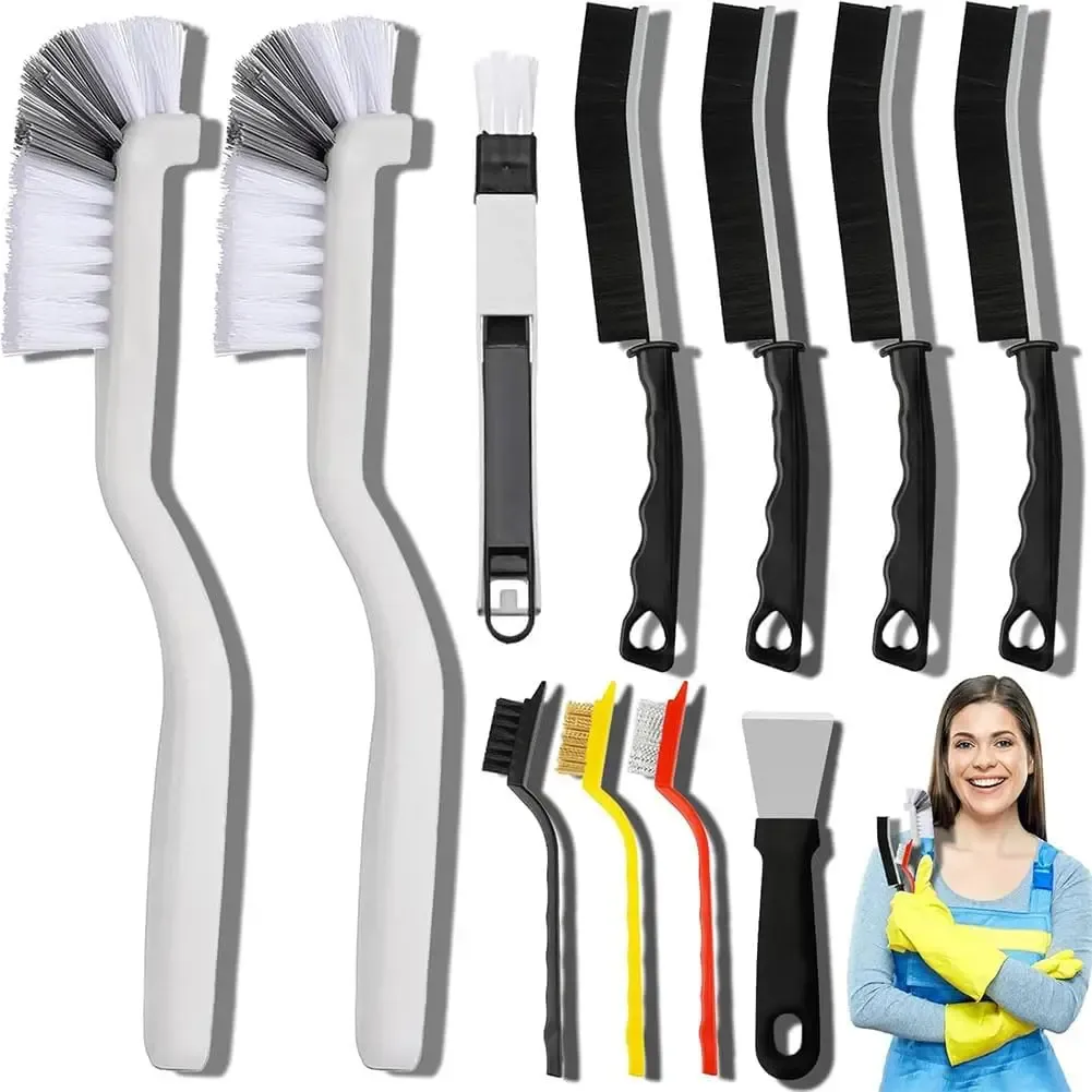 Ensemble de 11 brosses de nettoyage pour interstices à poils durs, idéal pour la cuisine, la salle de bain, les coins, les joints, l'évier, les tasses, les théières et les bouteilles 7