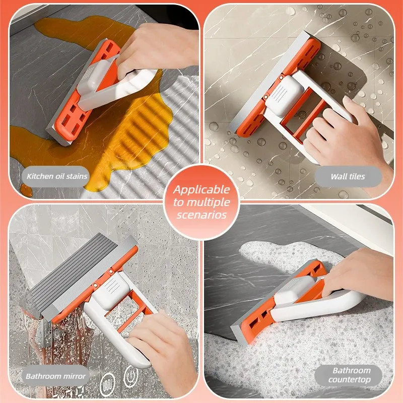 Mini serpillière multifonctionnelle rétractable humide/sèche pour cuisine, salle de bain et voiture | Outil de nettoyage compact et pratique en plastique durable pour la maison 5