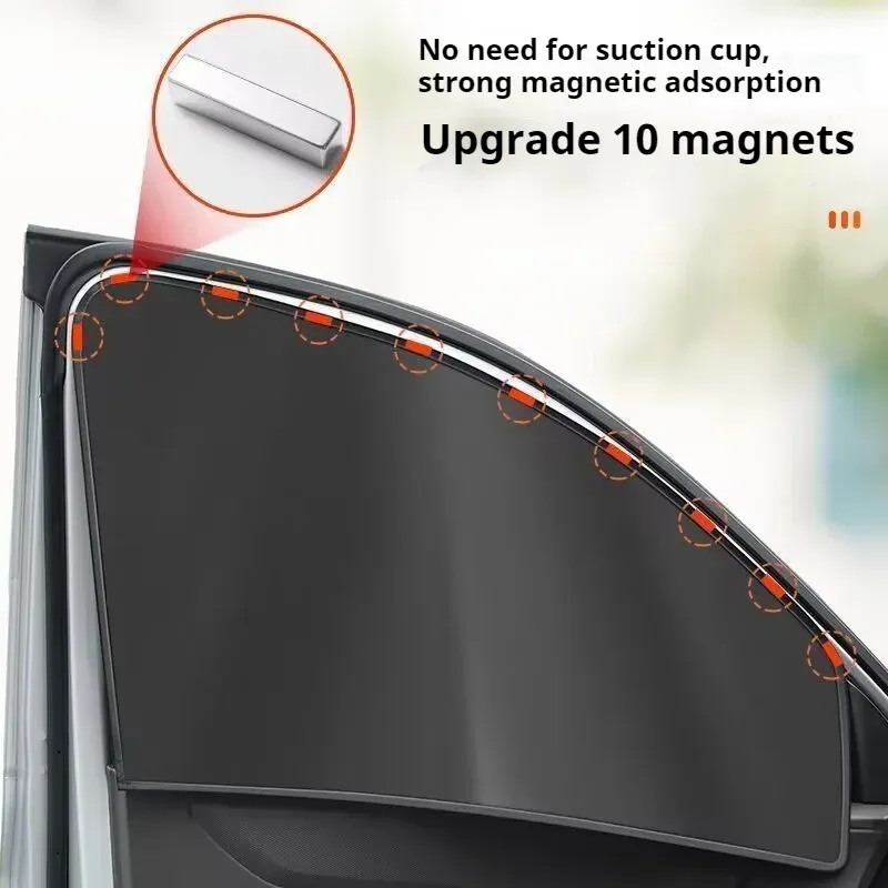 Pare-soleil occultant pour pare-brise de voiture avec protection UV avant et arrière, magnétique pour fenêtres latérales 6