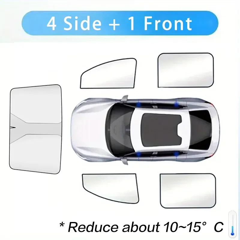 Pare-soleil occultant pour pare-brise de voiture avec protection UV avant et arrière, magnétique pour fenêtres latérales 9