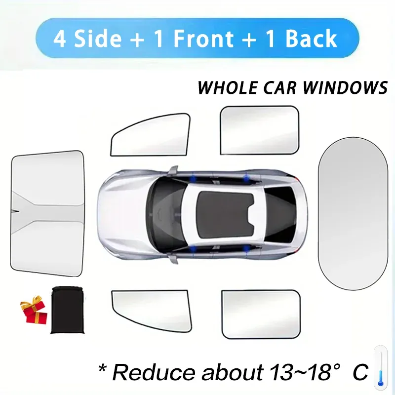 Pare-soleil occultant pour pare-brise de voiture avec protection UV avant et arrière, magnétique pour fenêtres latérales 7