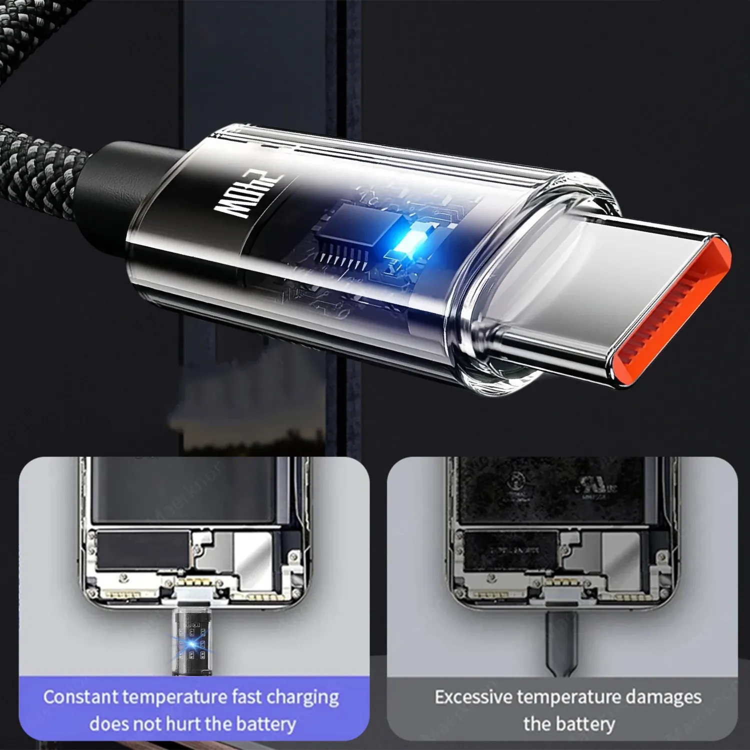 Câble de charge USB Type-C, vue rapprochée