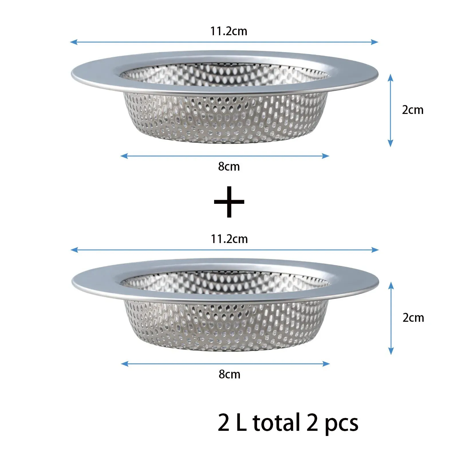 Lot de 2 paniers filtrants en acier inoxydable pour évier de cuisine et de salle de bain 8