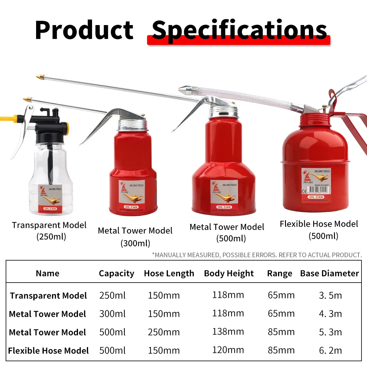 Burette à huile à bec pompe, 250 ml à 500 ml, pistolet graisseur haute pression à levier pour atelier 2