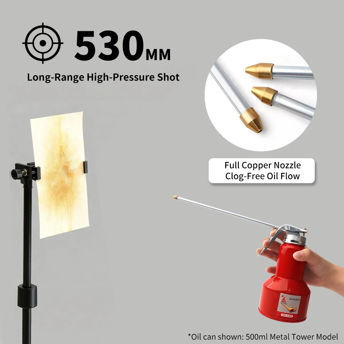 Burette à huile à bec pompe, 250 ml à 500 ml, pistolet graisseur haute pression à levier pour atelier 4