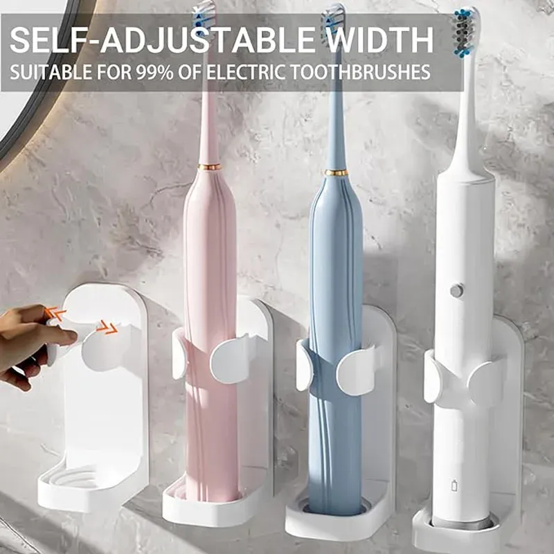 Porte-brosse à dents électrique mural adhésif, organisateur de salle de bain pour un rangement pratique et un séchage optimal 2