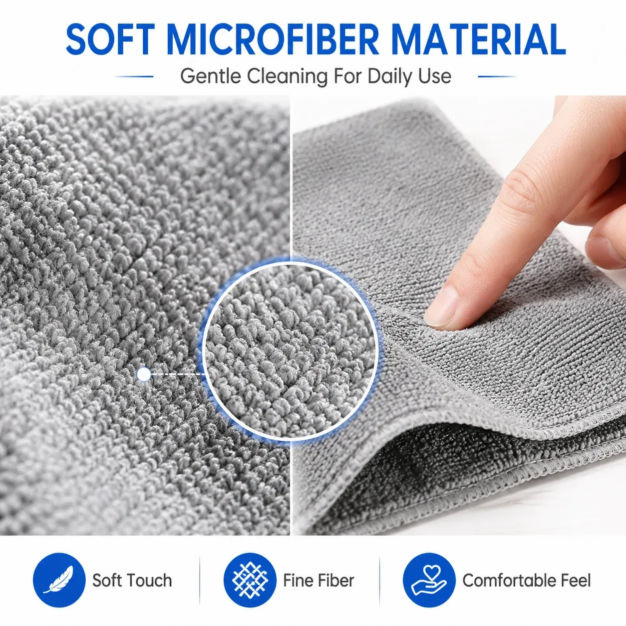 Chiffons en microfibre doux et sans peluches, réutilisables pour l'intérieur de la voiture, les vitres, la cuisine et la maison – Lot de 5, 10, 20 ou 50 2