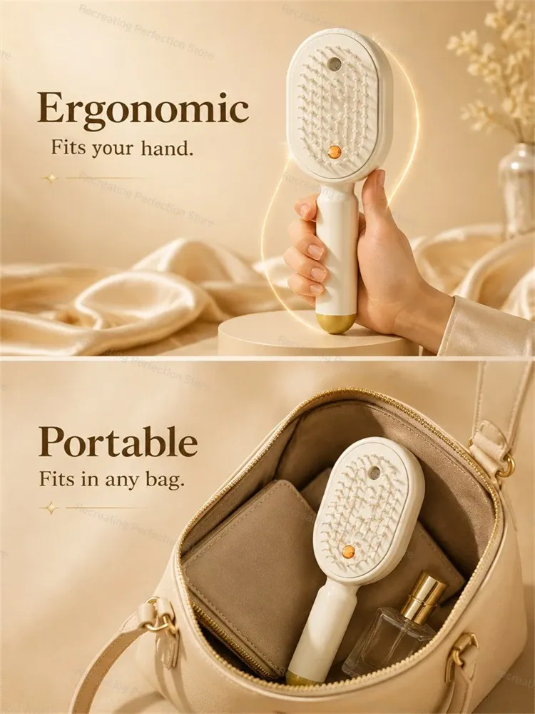 Brosse à cheveux électrique massante à coussin d'air – Anti-emmêlement, lissante, massage du cuir chevelu, utilisation sur cheveux secs et humides, chargement rapide USB-C 5