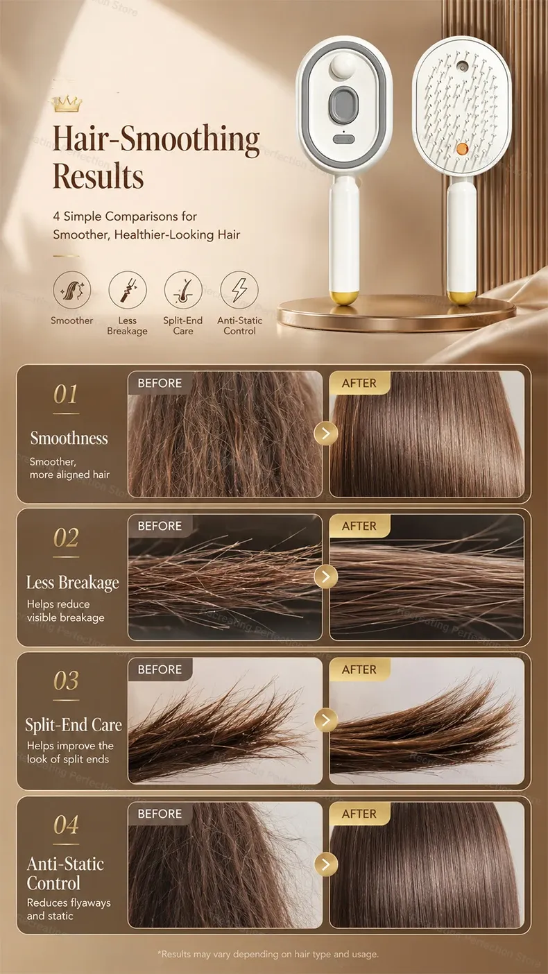 Lissage des cheveux avec la brosse
