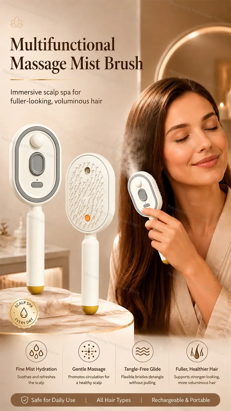 Brosse à cheveux électrique massante à coussin d'air, vue d'ensemble