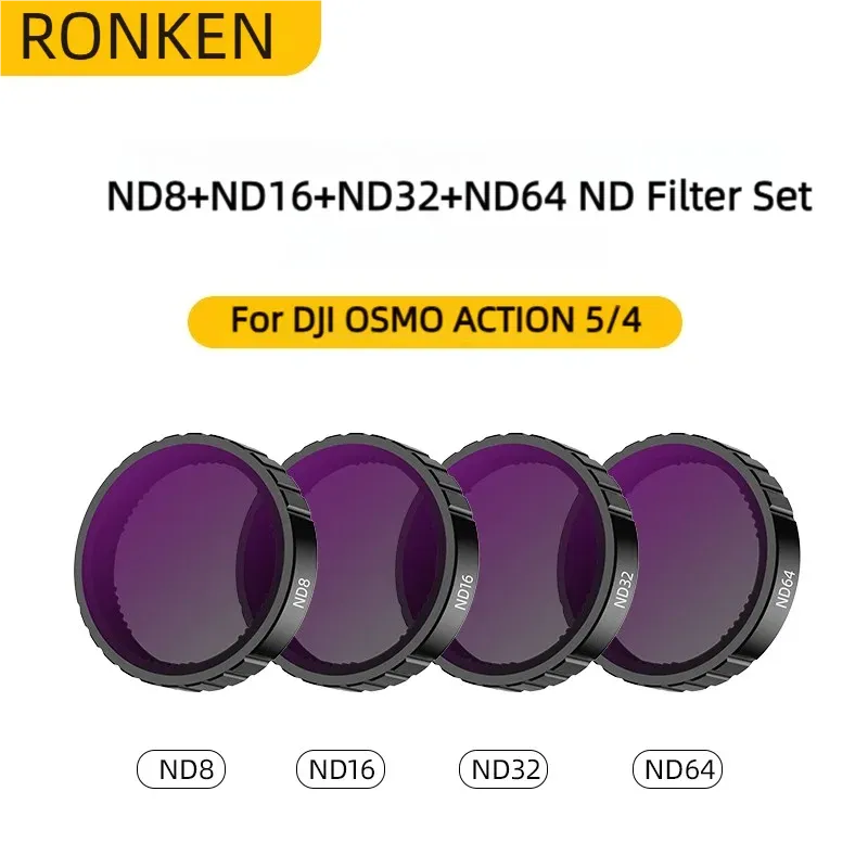 Ronkoen – Filtre CPL et ND pour caméra d'action DJI Osmo Action 4 et Action 5 Pro, jeu de filtres ND8, ND16 et ND32, cadre en alliage d'aluminium 6