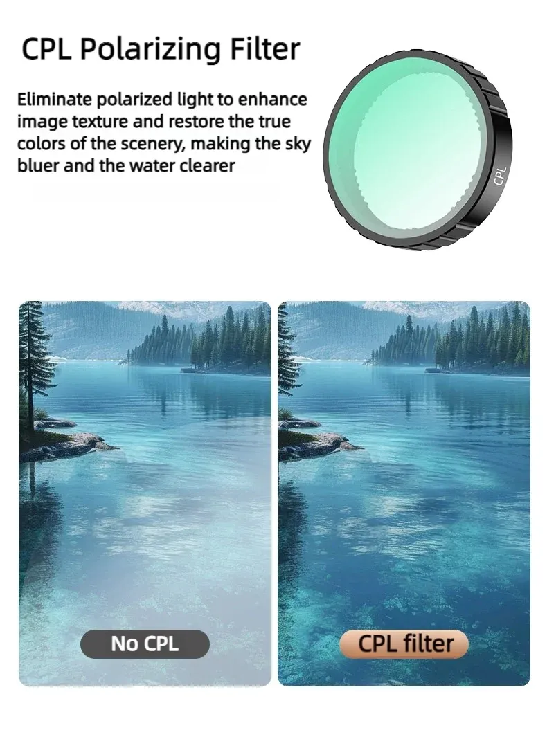 Effet du filtre polarisant CPL sur un paysage