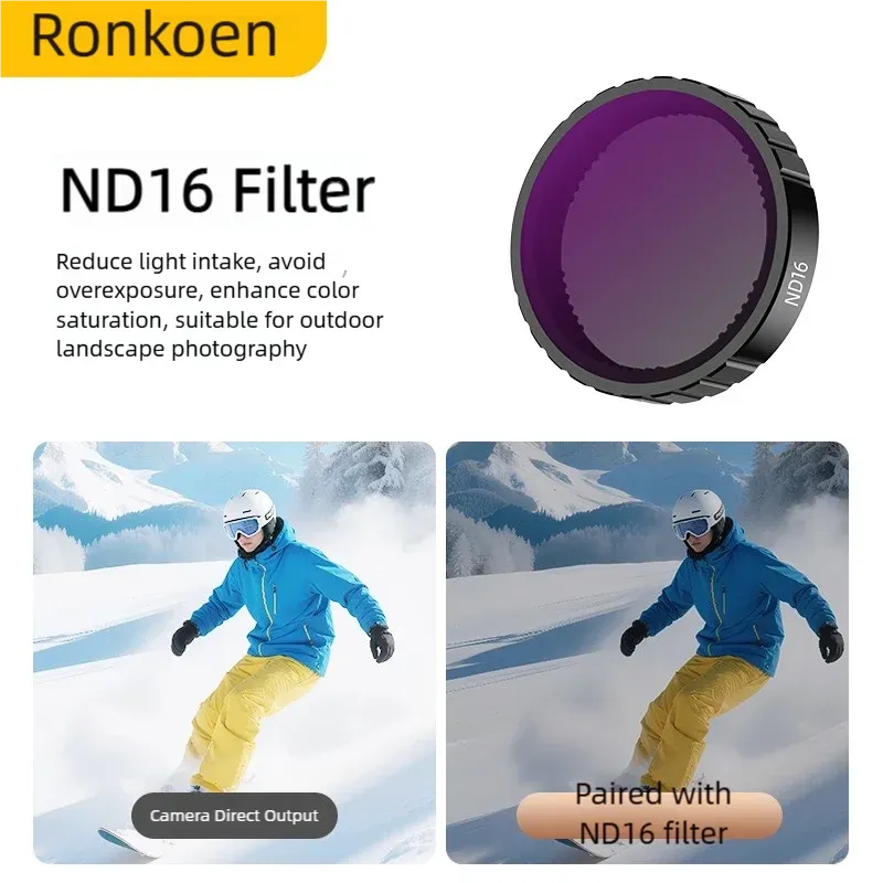 Ronkoen – Filtre CPL et ND pour caméra d'action DJI Osmo Action 4 et Action 5 Pro, jeu de filtres ND8, ND16 et ND32, cadre en alliage d'aluminium 15