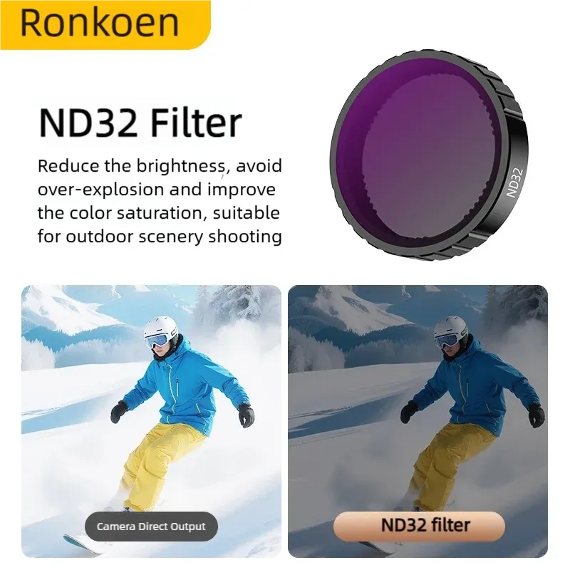 Ronkoen – Filtre CPL et ND pour caméra d'action DJI Osmo Action 4 et Action 5 Pro, jeu de filtres ND8, ND16 et ND32, cadre en alliage d'aluminium 14