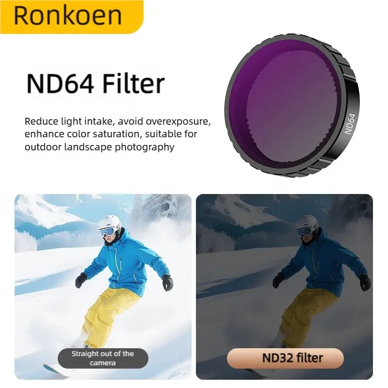 Ronkoen – Filtre CPL et ND pour caméra d'action DJI Osmo Action 4 et Action 5 Pro, jeu de filtres ND8, ND16 et ND32, cadre en alliage d'aluminium 18