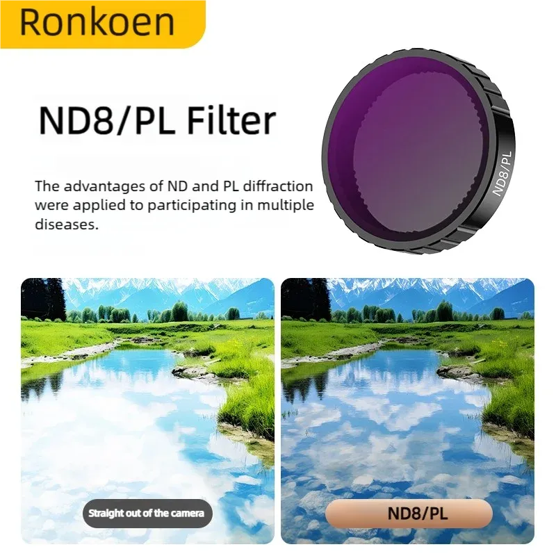 Ronkoen – Filtre CPL et ND pour caméra d'action DJI Osmo Action 4 et Action 5 Pro, jeu de filtres ND8, ND16 et ND32, cadre en alliage d'aluminium 17