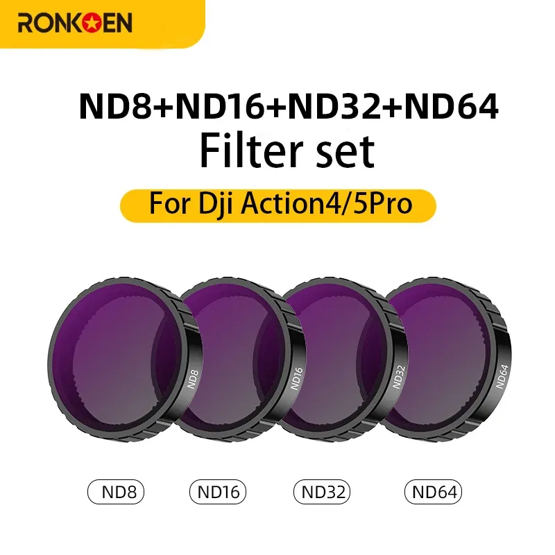 Ronkoen – Filtre CPL et ND pour caméra d'action DJI Osmo Action 4 et Action 5 Pro, jeu de filtres ND8, ND16 et ND32, cadre en alliage d'aluminium 19