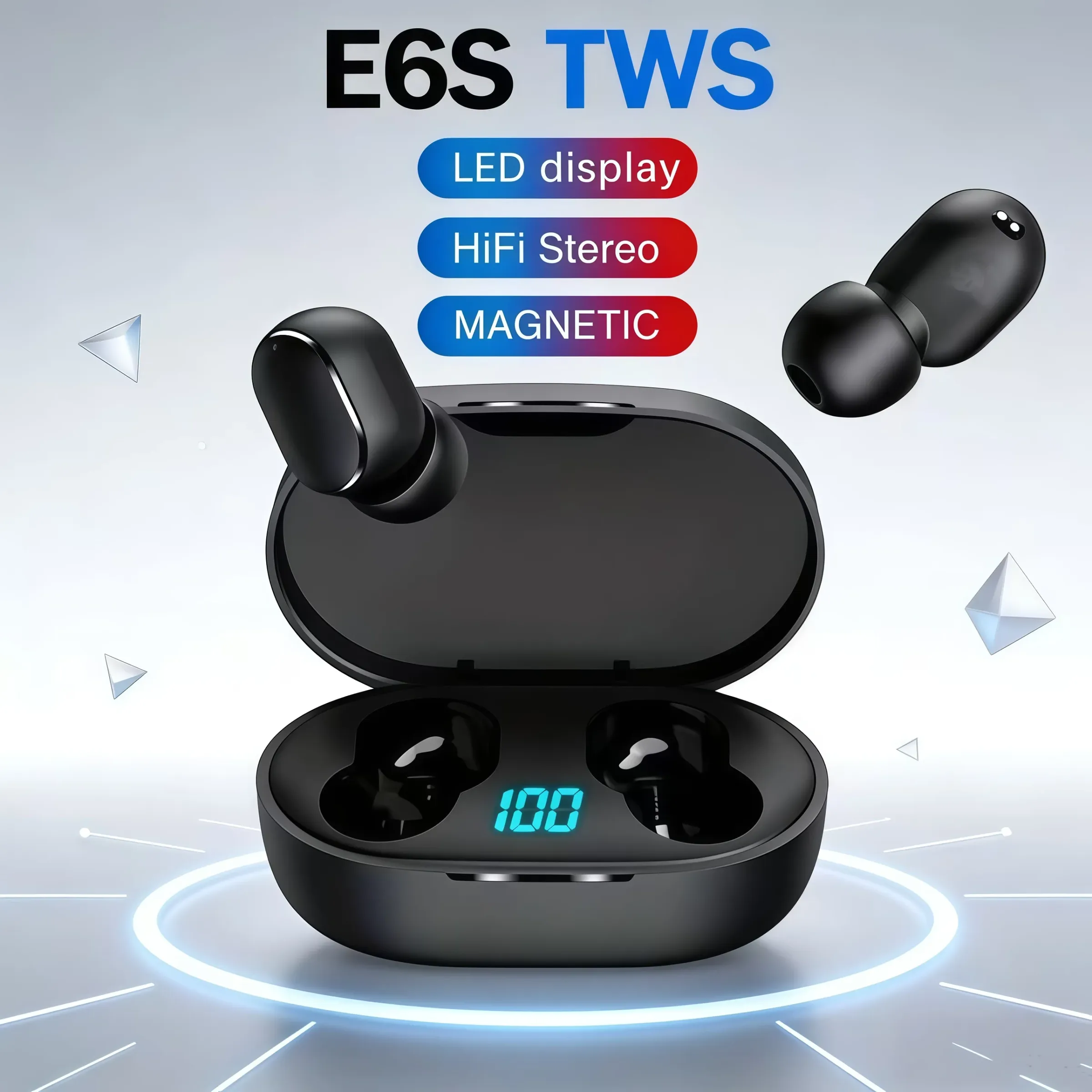 Écouteurs sans fil Bluetooth TWS E6S avec microphone, casque antibruit pour Huawei et Xiaomi