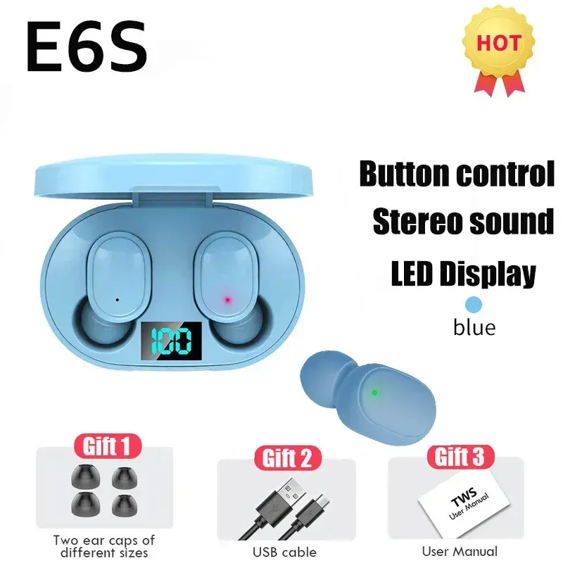 Écouteurs sans fil Bluetooth TWS E6S avec microphone, casque antibruit pour Huawei et Xiaomi 10